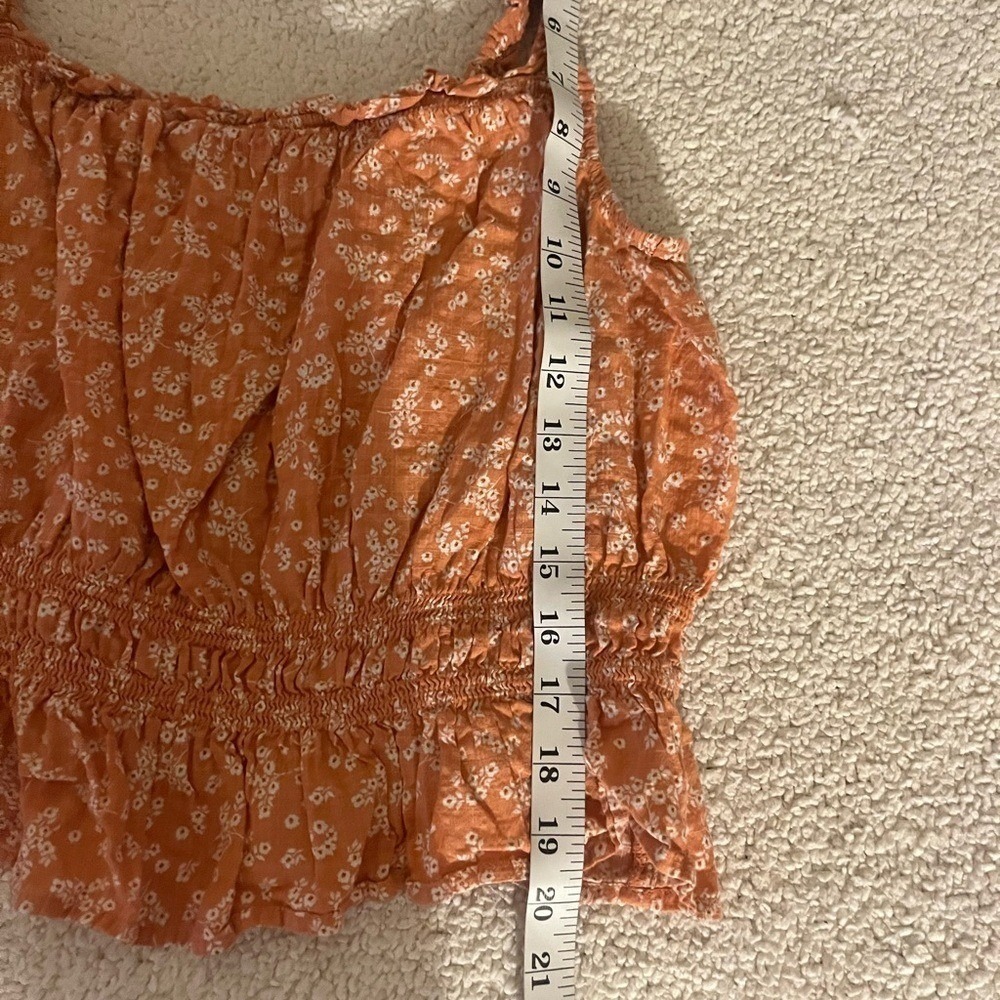 a.n.a Floral Smocked summer floral Cottagecore Rust Crop Top Orange M - Picture 10 of 11